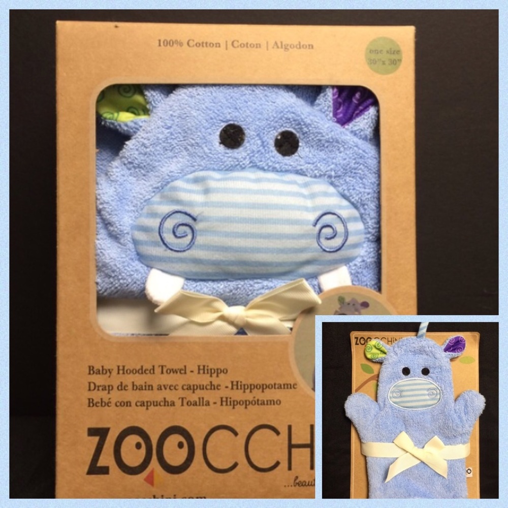 Set Zoocchini Baby Hooded Wrap/Towel & Bath Mitt